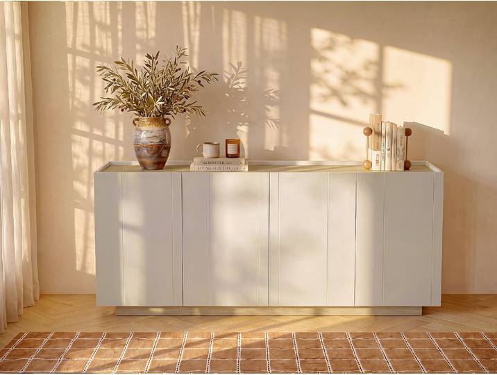 Sideboard mit 4 Türen - Beige und Naturfarben hell ANARZA