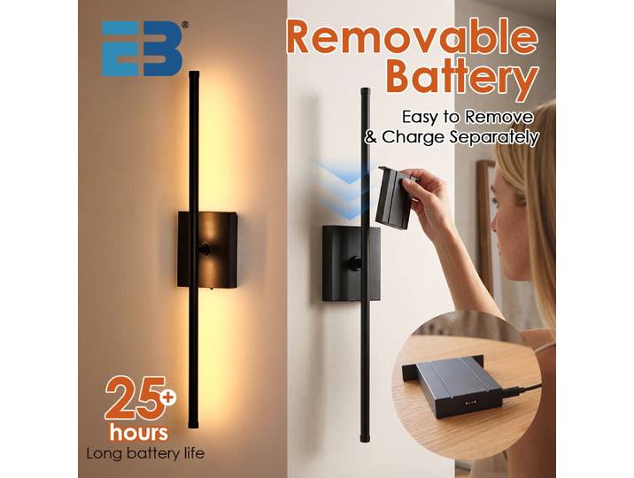 Lampe murale rechargeable amovible 360° ° Applique murale intérieure sans fil à LED dimmable avec batterie rotative 5000 mAh pour la maison