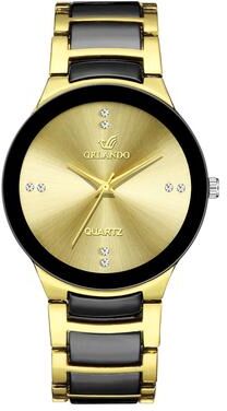 Multicon Wholesale Hub Exquisite Men's Luxury Watch Black Gold Quartz Steel Fashion Clock men Gold