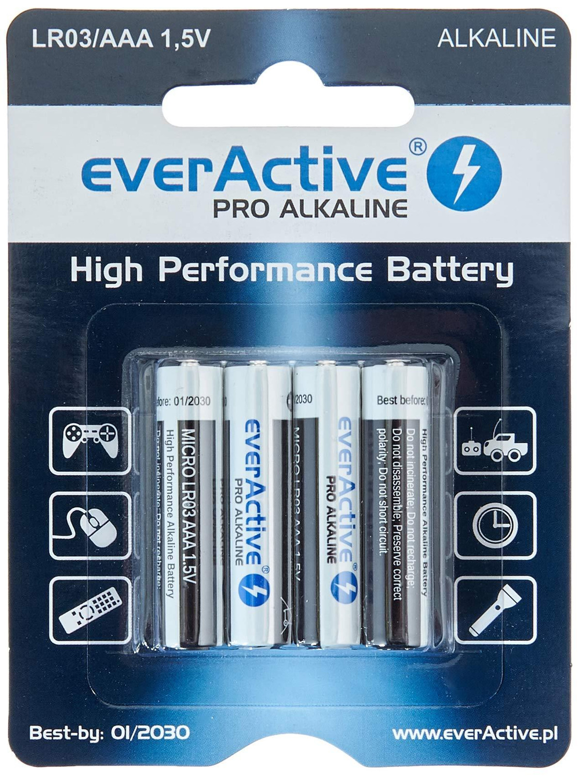 everActive AAA-batterijen, 48 stuks, professionele alkaline batterijen, type Micro LR03 R03, 1,5V
