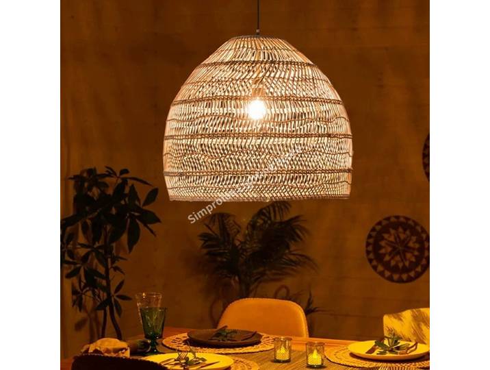 Lampe suspendue artisanale en rotin 2027, tissée à la main, en bambou naturel, design unique pour l'éclairage décoratif de villas de luxe, cafés et restaurants