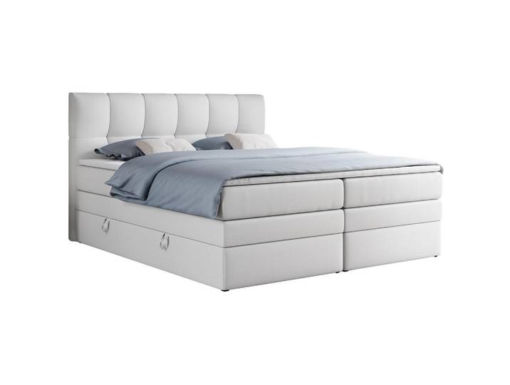 BOXSPRINGBETT ALVIN KING 140/200 Weiß Kunstleder - H3