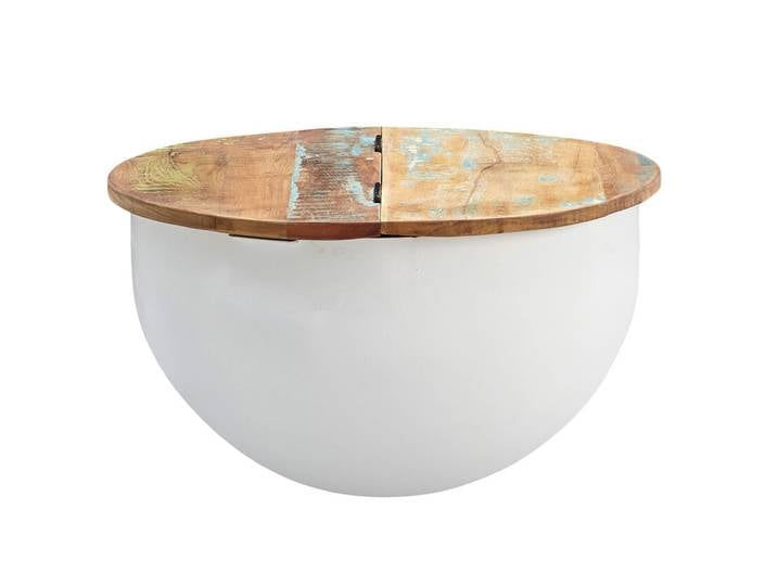 Couchtisch rund 60 x 60 cm Weiß/Mango massiv