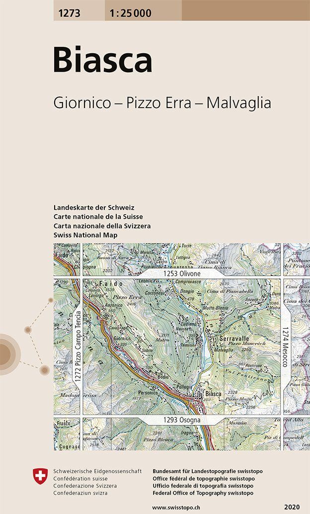 Carte topographique n° 1273 - Biasca (Suisse)   Swisstopo - 1/25 000