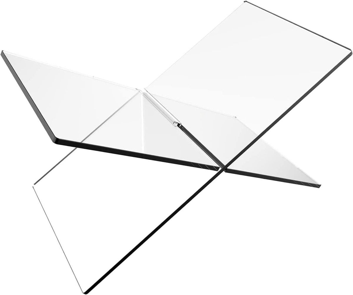 Acryl Boekhouder Transparant - X-vormige Tijdschriftenstandaard en Kookboekhouder - 19 x 11 x 11 cm