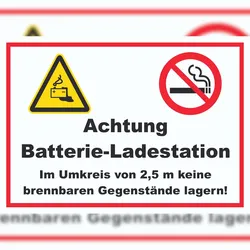 HB-Druck Achtung Batterie Ladestation Schild A2 (420x594mm)
