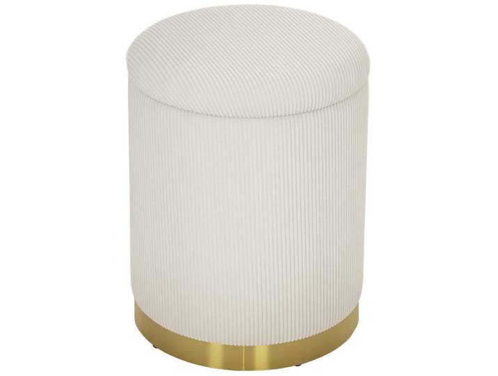 Homcom Sitzhocker mit Stauraum 36 x 36 x 44 cm Cremeweiß, Textil, 36x44x36 cm, Wohnzimmer, Sessel, Hocker, Sitzhocker