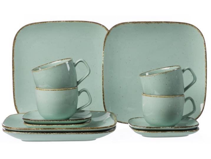 Kaffeeservice RITZENHOFF & BREKER Geschirr-Set, Service CASA , blau (blau, grün), 12 Stk., Porzellan, Geschirr-Sets, Kaffeeservice, 12 Teile, für 4 Personen