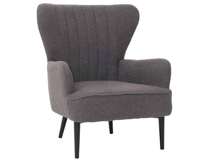 Mendler Lounge-Sessel HWC-K37 Stoff Bouclé - dunkelgrau