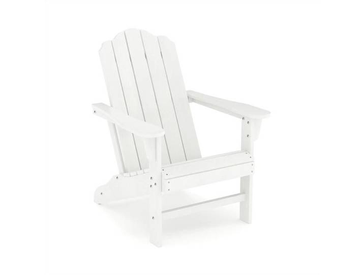 Fauteuil Adirondack HDPE aspect bois chaise extérieure jardin terrasse piscine blanc