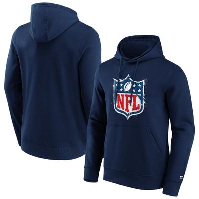 Kapuzenpullover FANATICS "Fanatics Hoodie NFL Splatter Crest", Damen, Gr. L, blau, 80% Baumwolle, 20% Polyester, Pullover Kapuzenpullover