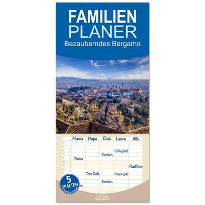 Familienplaner 2026 - Bezauberndes Bergamo mit 5 Spalten (Wandkalender, 21 x 45 cm) CALVENDO