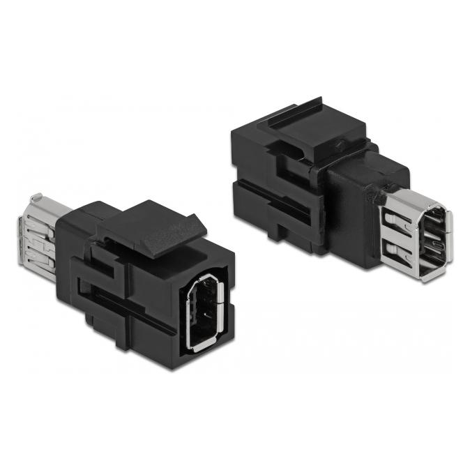 Delock Keystone Modul FireWire 6 Pin Buchse zu FireWire 6 Pin Buchse schwarz (86852)