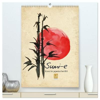 Sumi-e Kunst im japanischen Stil (hochwertiger Premium Wandkalender 2027 DIN A2 hoch), Kunstdruck in Hochglanz