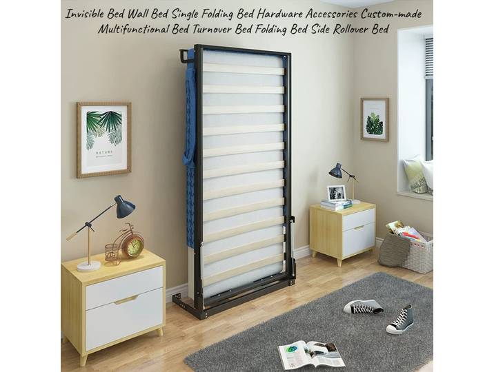 Lit mural double de luxe pour adultes, style japonais, pliant, en métal, moderne, italien, invisible, ensemble complet, mobilier pas cher
