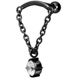 Titan Ohrpiercing mit Innengewinde BOGEN + KETTE + KRISTALL