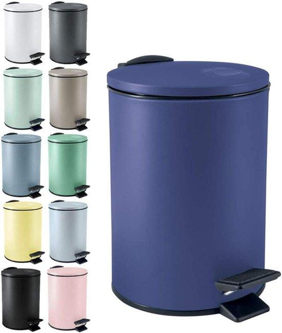 Donkerblauwe cosmetische emmer van roestvrij staal met 3 liter inhoud