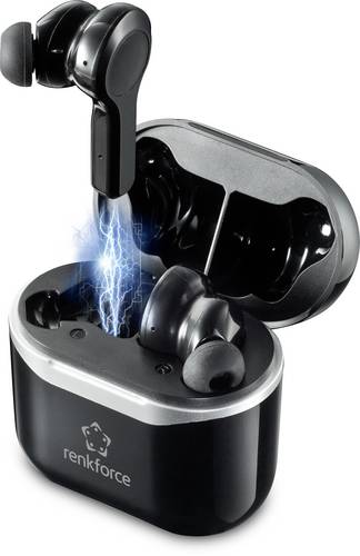 Renkforce RF-NCE-500 In Ear Kopfhörer Bluetooth Schwarz Noise Cancelling Headset, Lautstärkeregelung