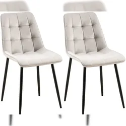 Proregal CHEFGASTRO 2er Set Esszimmerstuhl MADRID Samt HxBxT 89x47x61cm Grau Küchenstuhl