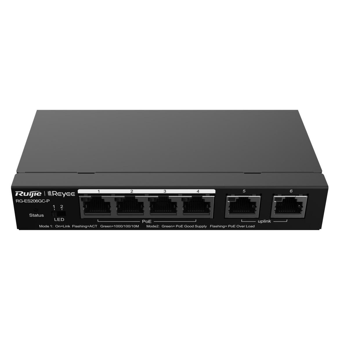 Ruijie NET SWITCH 4PORT 1000M POE (6 Ports) (RG-ES206GC-P)