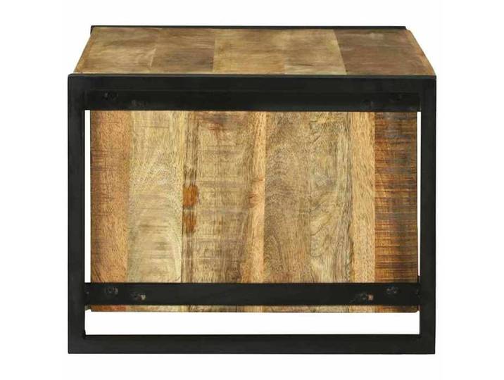 Table basse en bois de manguier - - 90x50x38 cm - Marron - Bois de manguier brut massif - Avec étagère