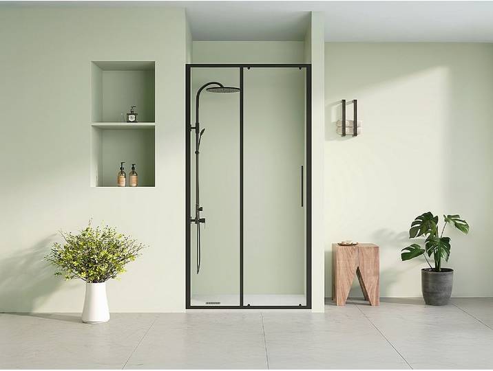 Duschtür Schiebetür – Schwarz matt – Industrial Style –- 100 x 195 cm - TORONI