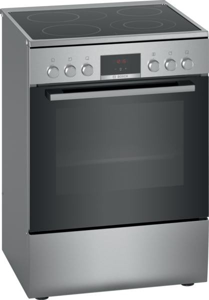 Bosch HKR39C250 Serie 4 Elektroherd mit Glaskeramik-Kochfeld freistehend edelstahl