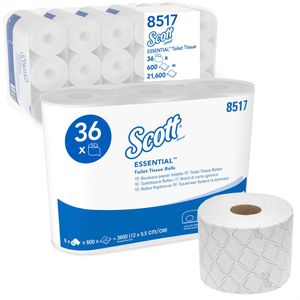 Scott Toilettenpapier Essential 8517, 2-lagig, Tissue, 600 Blatt, 36 Rollen
