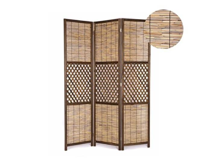 CREEDWOOD Natur RAUMTEILER Ambiente 3-teilig, Bambus, Schilfrohr Schilf Raumtrenner, Paravent, Sichtschutz, freistehende Stellwand, Faltwand, Ankleide Trenner Farbe: braun