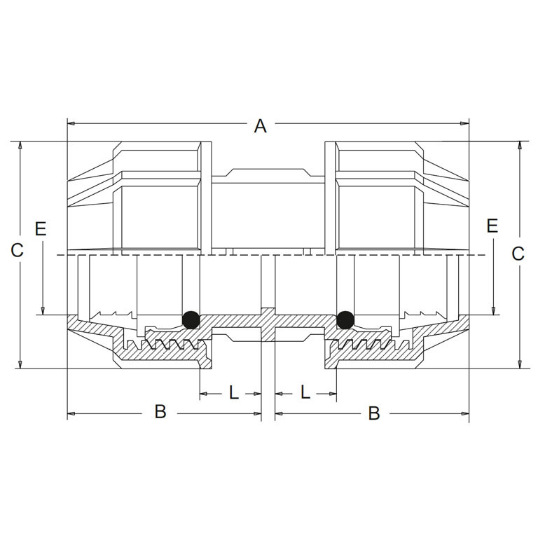 REKUBIK PP Doppelmuffe Klemmverbindung Kupplung 40mm x 40mm 3262/4040