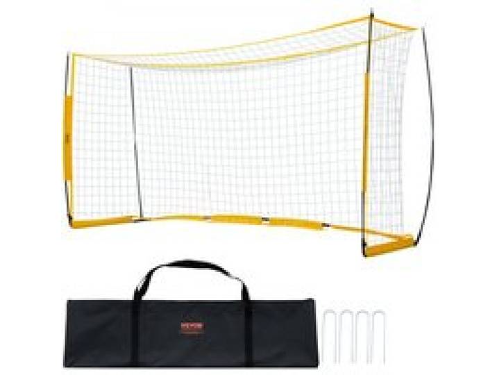 VEVOR Tragbares Fußballtor Soccertor Fußballnetz 3,66 x 1,83 m für den Garten, großes Übungsfußballnetz Trainingstor-Set mit Stahl-Glasfaserstruktur, Allwetter-Fußballtore mit Tragetasche, Gelb