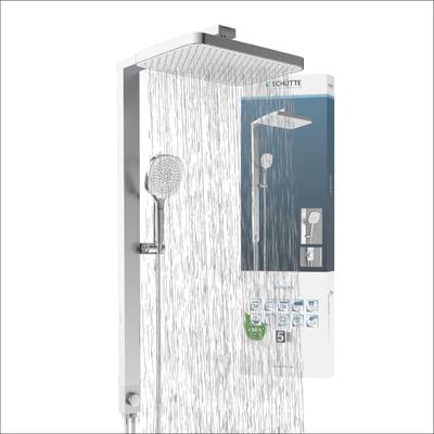 Duschsystem SCHÜTTE "LA PALMA", weiß (chrom, weiß), H:105cm, ABS-Kunststoff, Aluminium, PVC, Brausegarnituren, Regendusche, mit Antikalk-Beschichtung, wassersparend