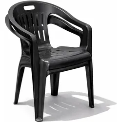 Mojawo, Gartenstühle, Stapelstuhl Bistrostuhl Gartenstuhl PIONA Anthrazit Kunststoff