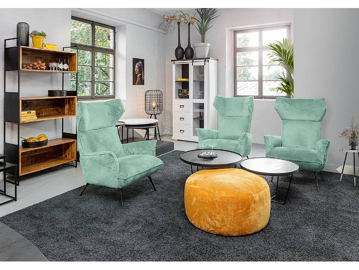 Sessel Loas Blau/Grün Microfaser Floe 83 x 110 x 92cm