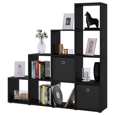 Standregal VCM "Holz Stand Treppenregal Regal 10 Fächer Napoli", schwarz, B:143cm T:29cm, Regale, Standregal