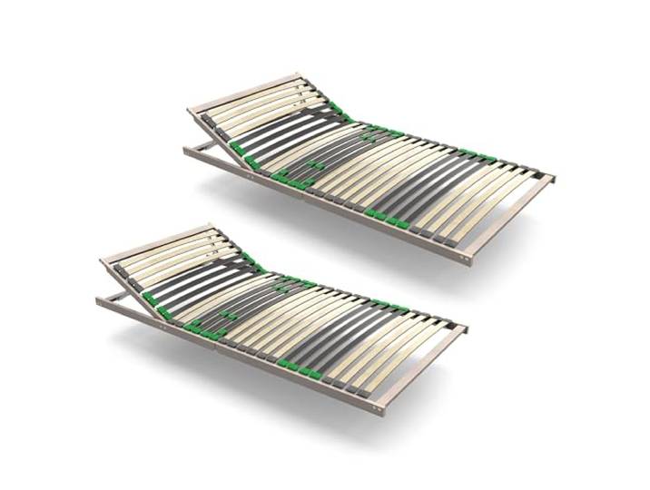 FlexStar 7-Zonen Lattenrost 2er Set 90x200 – Kopfteil verstellbar - auch für Bettgröße 180x200 - Klappbar fertig montiert - 28 Birke -Federleisten - Für alle Matratzen - Bettrost stabil - Vormontiert