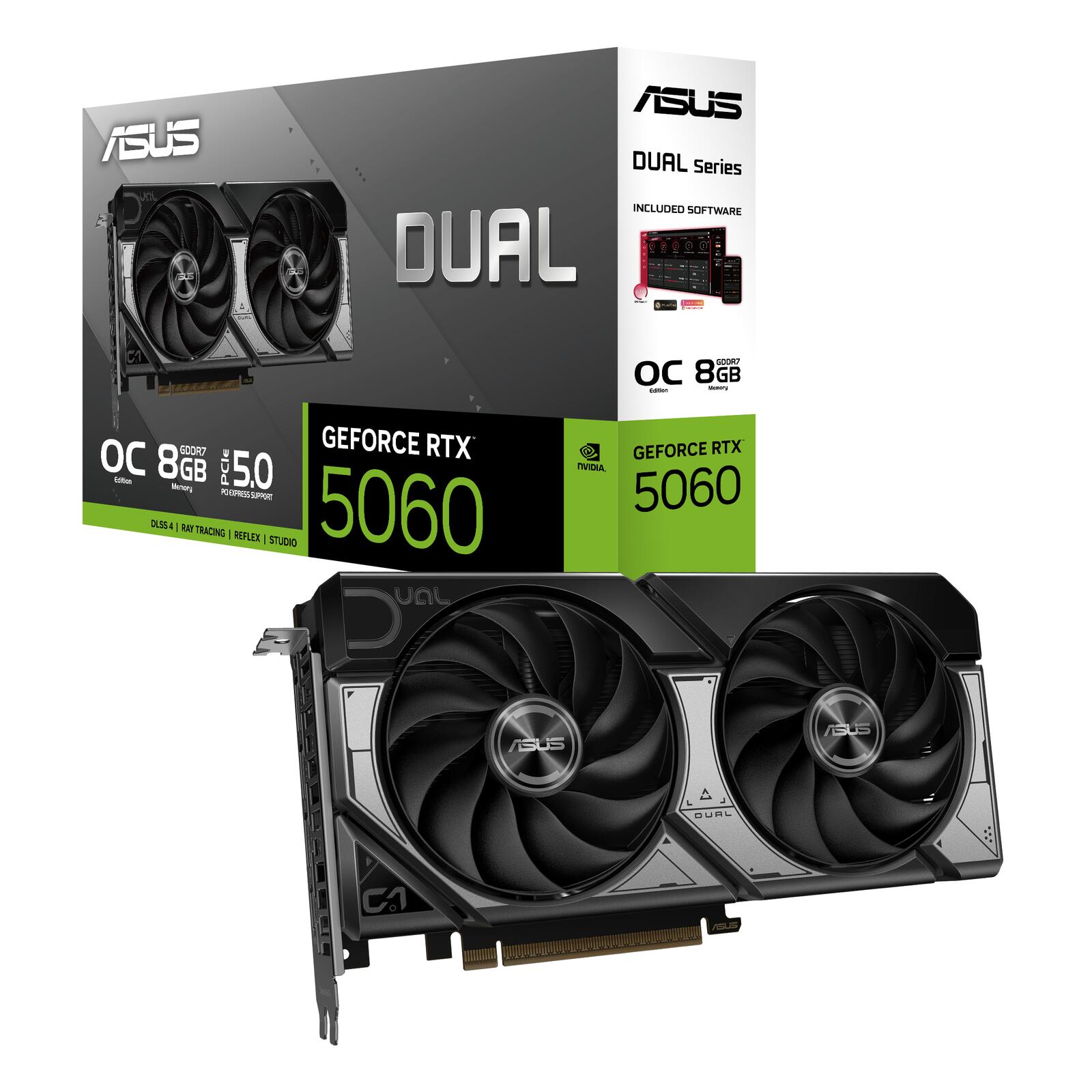 ASUS Dual GeForce RTX 5060 8GB OC Edition GDDR7 Gaming Grafikkarte 90YV0N12-M0NA00