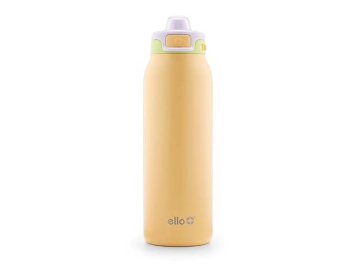 Ello Pop & Fill Edelstahl-Wasserflasche mit QuickFill-Technologie, doppelwandiges und vakuumisoliertes Metall, auslaufsicherer Verschlussdeckel, Trinkbecher und Trinkbecher, wiederverwendbar,