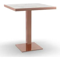 BIG Möbel GmbH Bistrotisch 50x50 cm – Marmor Weiß & Roségold | Premium-Gastronomietisch für Café, Restaurant & Hotel