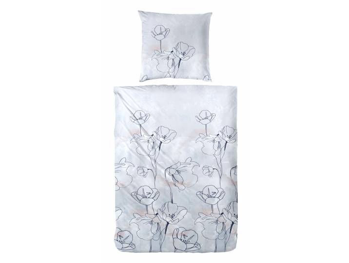 Bettwäsche PRIMERA Dafne , grau (silbergrau), B/L: 155cm x 220cm, 1 Stk., 1 Stk., Mako-Satin, B/L: 80cm x 80cm, 2 Stk., Mako-Satin, Obermaterial: 100% Baumwolle, Bettwäsche, Bettwäsche, mit filigranen Blumen