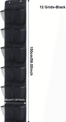 Inspire Curations 24 Pocket Over The Door Shoe Organizer With Mesh Storage 12 Grids black