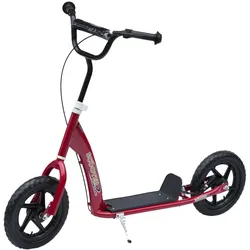 HOMCOM Kinderroller mit Hinterbremse 12 Zoll EVA Rot