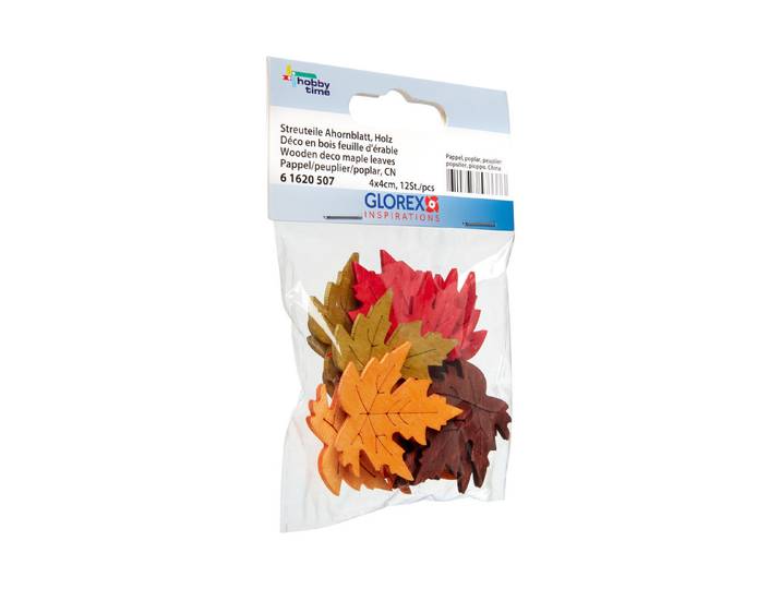 Glorex Streuteile Ahornblatt Holz 4 × 4 cm 12 Stück