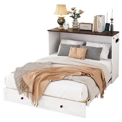 OKWISH Schrankbett 140x200 mit Schubladen, Regal und Stauraum, umbaubar, platzsparend, multifunktional, modernes Design, Weiß