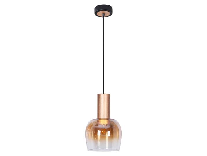 Suspensions - Suspension \ FUNDA\ \, couleur ambre\, style vintage\, en métal et en verre\, finition laiton\, hauteur 150 cm\, diamètre 23\,5 cm\, culot E27