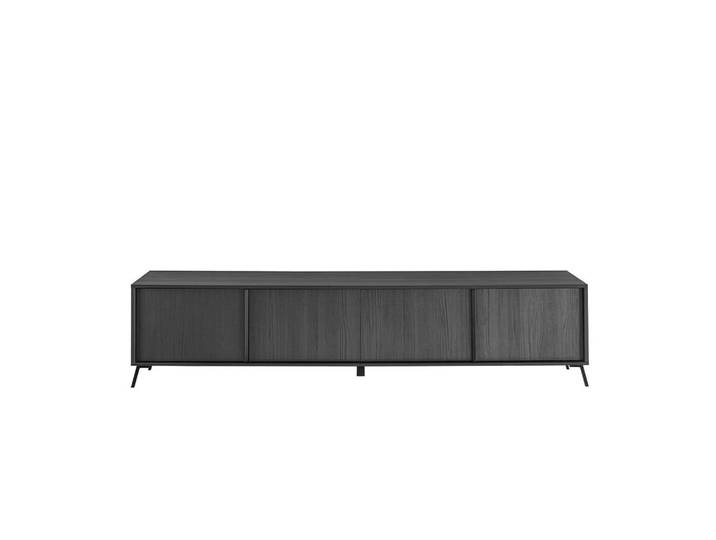 Calicosy Tv-Möbel mit 4 Türen L205 cm - City, Schwarz, 40x48x8 cm, Wohnzimmer, TV Möbel, Lowboards, Lowboards stehend