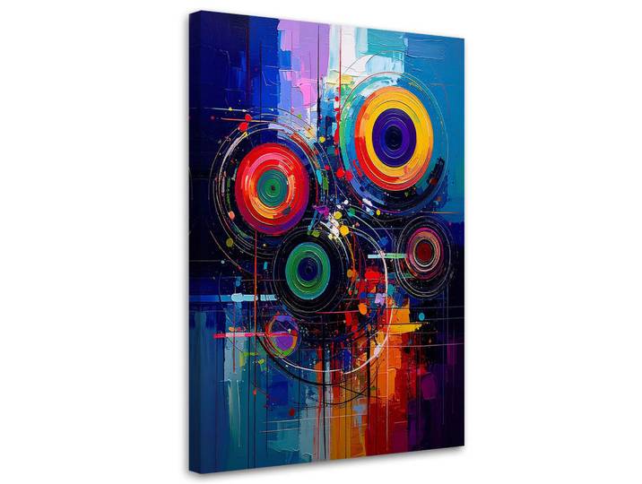 Feeby Leinwandbild Bunte Räder Abstrakt 80x120cm, Mehrfarbig, Rechteckig, 80x120 cm, Bilder & Rahmen, Bilder, Leinwandbilder