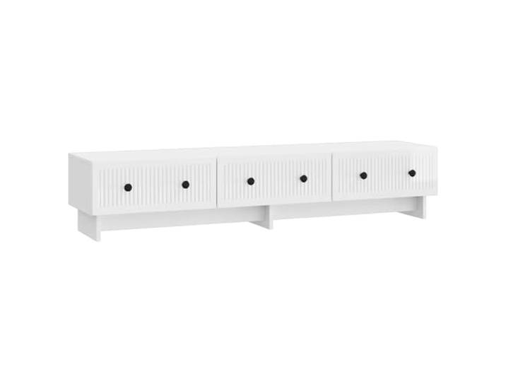 KUPTYERFG TV-Schrank Lowboard Hochglanz Weiß 147x34,5x30 cm Holzwerkstoff Moderne Fernsehkommode für Wohnzimmer und Schlafzimmer mit 3 Schubladen für Fernseher und Mediengeräte.