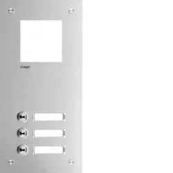 Hager RTQ103X Frontplatte intercom mono 3 Tasten + Namensschild, Edelstahl, 315x150x32