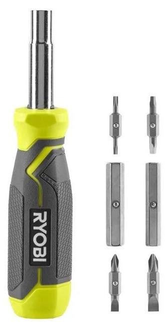 Ryobi RHSDM1101 multifunctionele schroevendraaier met 11-in-1 bitset en ergonomische handgreep